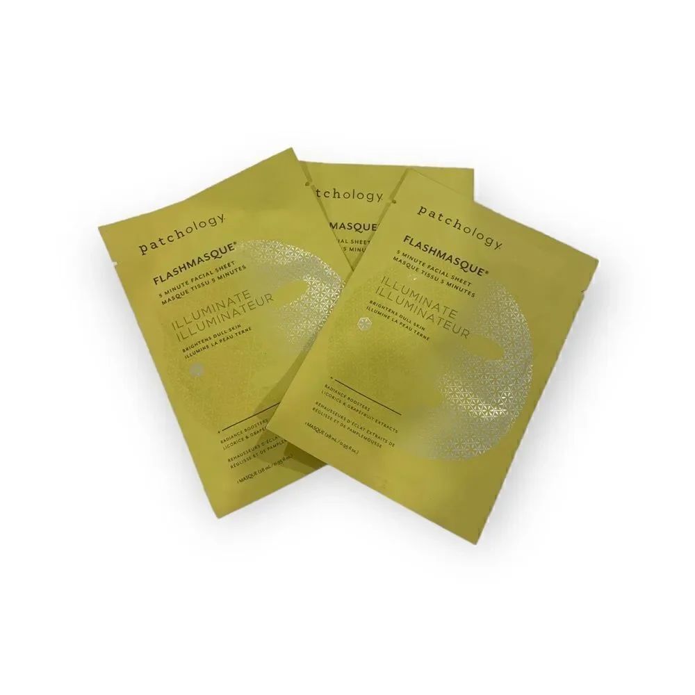 Patchology "Illuminating FlashMasque" Facial Mask Sheet Skincare Brightening x 3